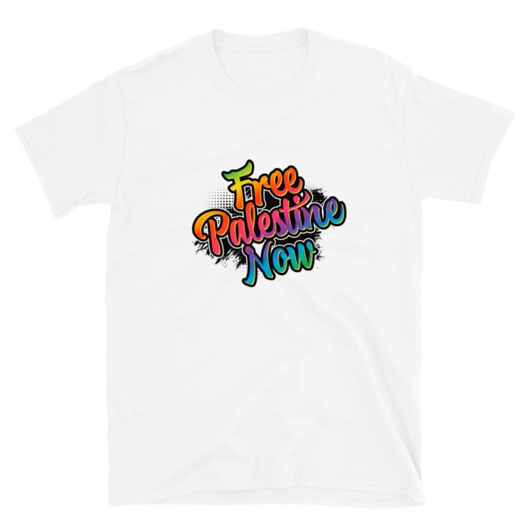 T-shirt blanc Free Palestine Now