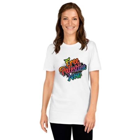 T-shirt blanc Free Palestine Now