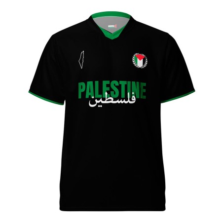 Camisola de futebol da Palestina preta e verde