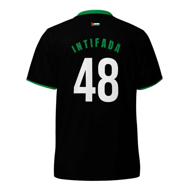 Camisola de futebol da Palestina preta e verde