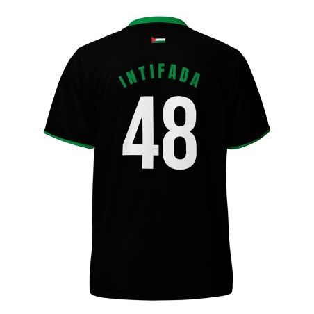 Camisola de futebol da Palestina preta e verde