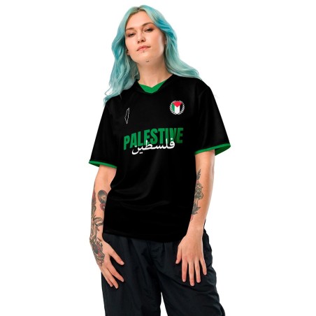 Camisola de futebol da Palestina preta e verde