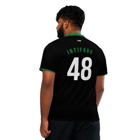 Camisola de futebol da Palestina preta e verde