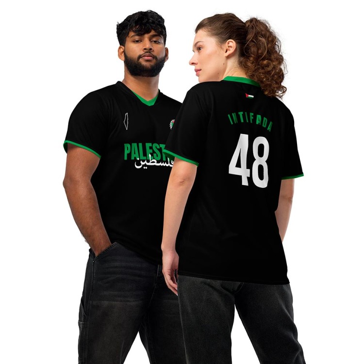 Camisola de futebol da Palestina preta e verde