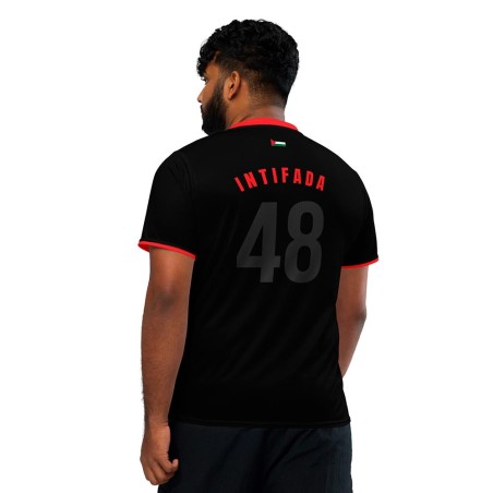 Black and Red Palestinian Football Shirt