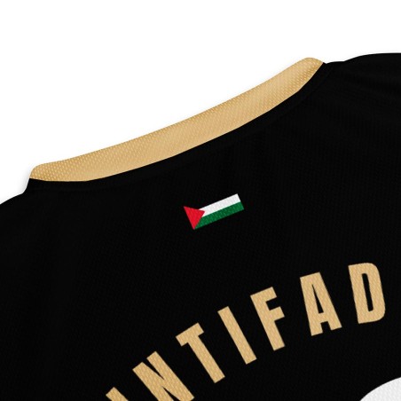 Camiseta de Fútbol Palestina Negra y Dorado