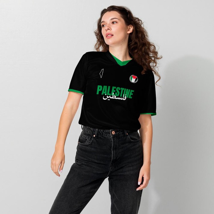 Camisola de futebol da Palestina preta e verde