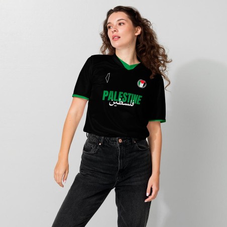Camisola de futebol da Palestina preta e verde